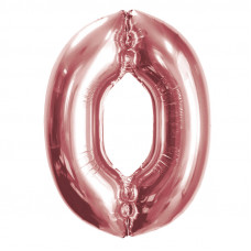 Шар (40''102 см) Цифра, 0, Розовое Золото, в упаковке 1 шт.