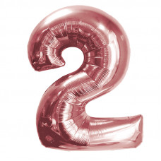 Шар (40''/102 см) Цифра, 2, Розовое Золото, в упаковке 1 шт.