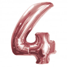 Шар (40''102 см) Цифра, 4, Розовое Золото, в упаковке 1 шт.