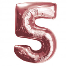 Шар (40''102 см) Цифра, 5, Розовое Золото, в упаковке 1 шт.