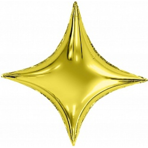 Шар (29''/74 см) Звезда, 4х-конечная, Сириус, Золото, 1 шт. в упак.