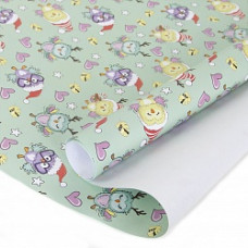 Упаковочная бумага (0,7*1 м) Новогодние совята, 1 шт.