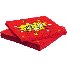 Салфетки, Яркий взрыв, С Днем Рождения!, Красный, 33*33 см, 20 шт.