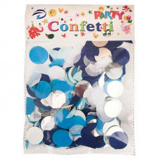 Конфетти Круги Микс нежно-голубые фольгированные, бумажные 2,5 см / 30 г /