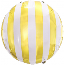 Шар (18''/46 см) Круг, В полоску, Золото, 1 шт.