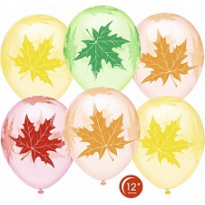 Воздушный Шар (12''/30 см) Хрустальные листья, Ассорти, кристалл, 5 ст, 25 шт.