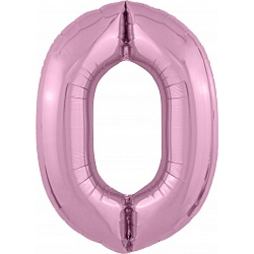 Шар (40''/102 см) Цифра, 0 Slim, Розовый фламинго, 1 шт. в упак.