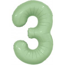 Шар (40''/102 см) Цифра, 3 Slim, Олива, 1 шт. в уп.