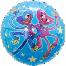 Шар (18''/46 см) Круг, Зубастики, Синий, 1 шт.