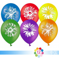 Шар (12''/30 см) Ромашки, Ассорти, пастель, 2 ст, 100 шт.