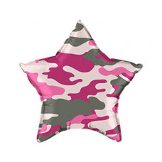 Шар (18''/46 см) Звезда, Камуфляж, Розовый