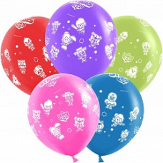 Воздушный Шар (12''/30 см) Brawl Stars, Звездные бойцы, дизайн №3, Ассорти, пастель, 5 ст, 25 шт.