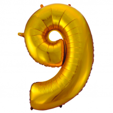 Шар (40''/102 см) Цифра, 9, Золото, 1 шт.