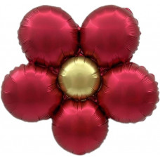 Шар (18''/46 см) Цветок, Ромашка (надув воздухом), Красный, Сатин, 1 шт.