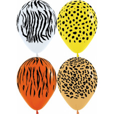 Шар (12''/30 см) Джунгли, Ассорти, пастель, 5 ст, 50 шт.