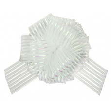 Бант Шар органза Полоска Белый (6,4''/16 см), 10 шт.