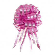 Бант Шар органза Полоска Розовый (6,4''/16 см), 10 шт.