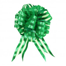 Бант Шар органза Полоска Зеленый (6,4''/16 см), 10 шт.