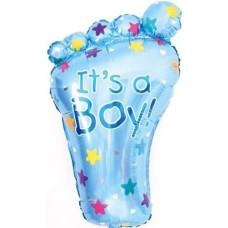 Шар (30''/76 см) Фигура, Ножка малыша, Голубой, 1 шт.