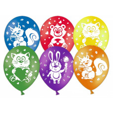 Шар (12''/30 см) Животные, Ассорти, пастель, 2 ст, 50 шт.