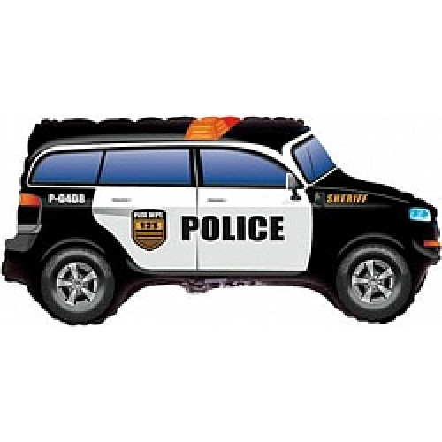 Шар (33''/84 см) Фигура, Полицейская машина, Черный, 1 шт.