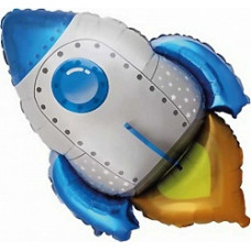 Шар (30''/76 см) Фигура, Ракета, Синий, 1 шт.