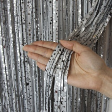 Занавес Дождик Звезды, Белый/Серебро, Металлик, 100*200 см, 1 шт.