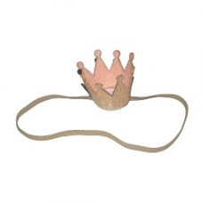 Корона тканевая, на резинке, Розовое Золото, с блестками, 3,5*4,3 см, 1 шт.