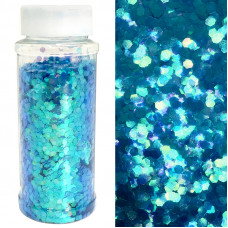 Конфетти фольга, Шестиугольники, Голубой, 90гр, в банке