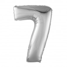 Шар (40''/102 см) Цифра, 7, Серебро, в упаковке 1 шт.