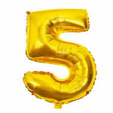 Шар (40''/102 см) Цифра, 5, Золото, в упаковке 1 шт.
