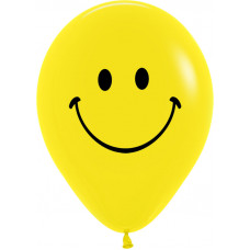 Шар (12''/30 см) Смайл, Желтый (020), пастель, 2 ст, 50 шт.