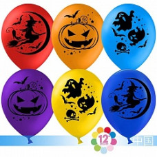 Воздушный шар (12''/30 см) Хэллоуин, Ассорти, пастель, 2 ст, 100 шт.