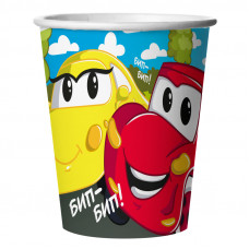 Стаканы (250 мл) Веселые машинки, 6 шт.