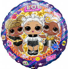 Шар (18''/46 см) Круг, Кукла ЛОЛ (LOL), Гламурные подружки, 1 шт.