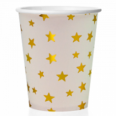 Стаканы (250 мл) Золотые звезды, Белый, 6 шт.