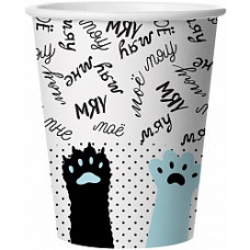 Стаканы (250 мл) Мяу-Мяу, Лапки, Голубой/Розовый, 6 шт.