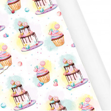 Бумага подарочная "Сладкий праздник" лист 70 см*100 см / 10 шт. /