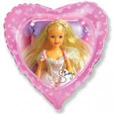Шар (18''/46 см) Сердце, Сказочная Синди, Розовый