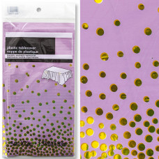 Скатерть одноразовая, Конфетти, Розовый/Золото, Металлик, 137*183 см, 1 шт.