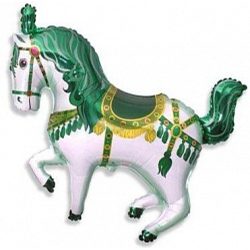 Шар (36''/91 см) Фигура, Лошадь карусельная, Зеленый