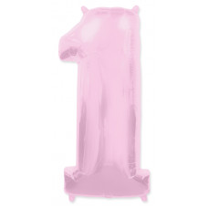 Шар (40''/102 см) Цифра, 1, Розовый, 