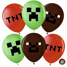 Воздушный шар (12''/30 см) Пиксели, Ассорти, пастель, 2 ст, 50 шт.