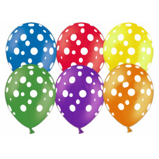 Шар (12''/30 см) Точки №3, Ассорти, пастель, 5 ст, 50 шт.