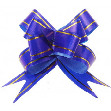 Бант Бабочка с золотой полосой Синий (4''/10 см), 20 шт.