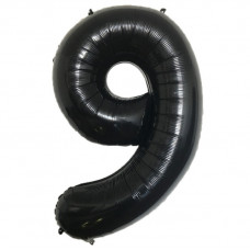Шар (40''/102 см) Цифра, 9, Черная, Китай.