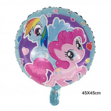 Шар (18''/46 см) Круг, Мои маленькие пони, на голубом.