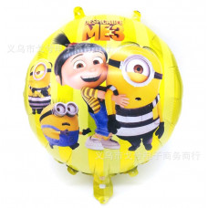 Шар (18''/46 см) Круг, Миньоны с девочкой, желтый.