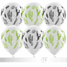 Воздушный Шар (12''/30 см) Кактус, Белый, пастель, 4 ст, 100 шт.