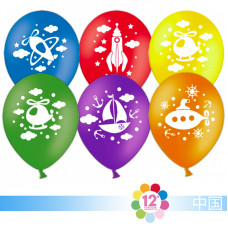 Воздушный Шар (12''/30 см) Транспорт, Ассорти, пастель, 2 ст, 50 шт.